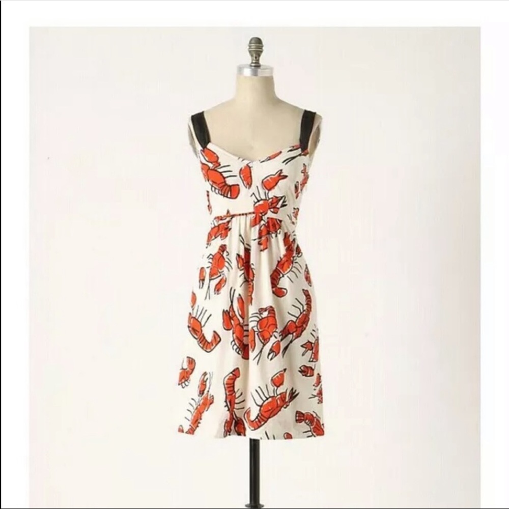 Rare Anthropologie salty seas lobster dress